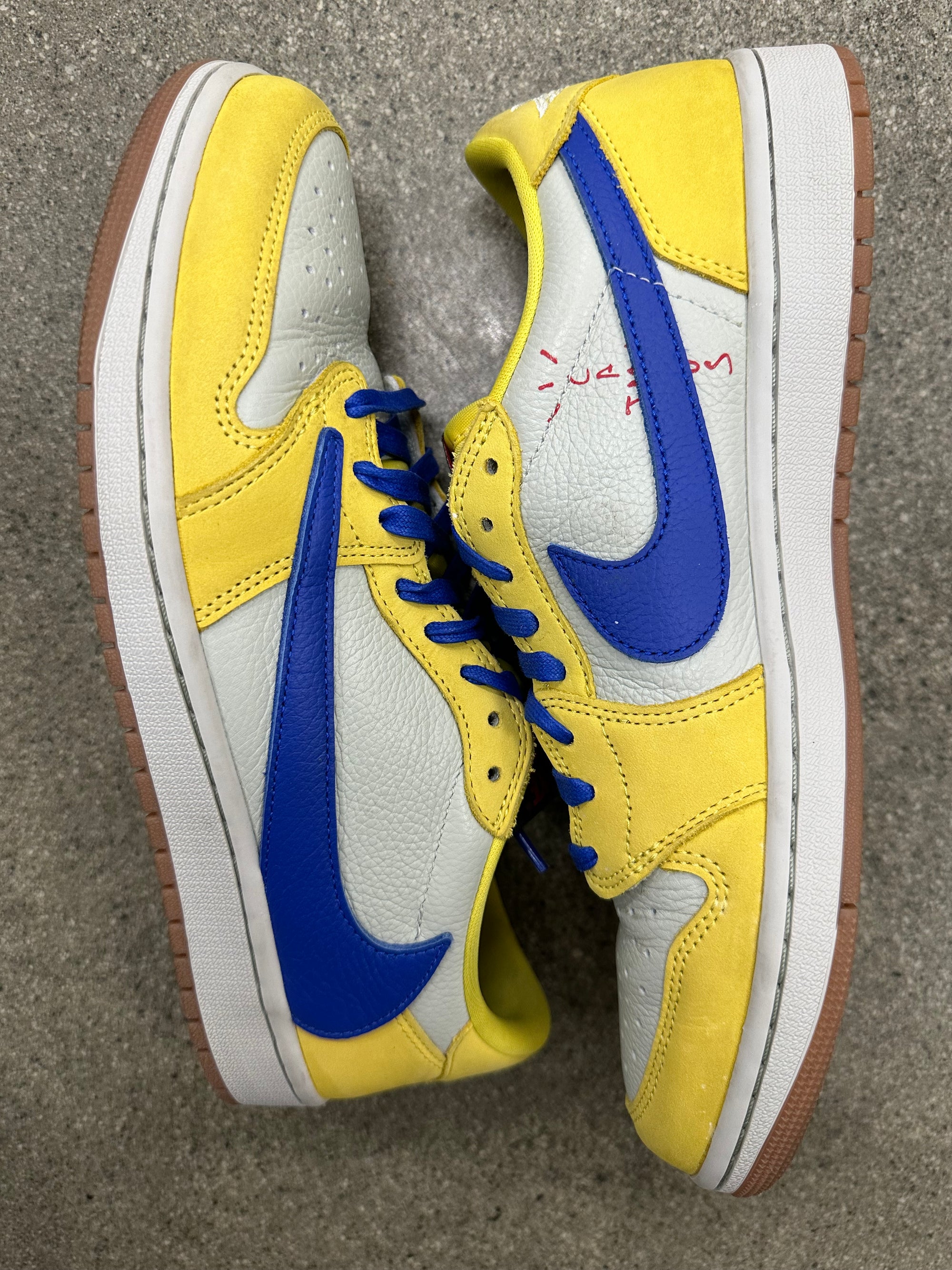 WMNS AIR JORDAN 1 LOW TRAVIS SCOTT CANARY - SIZE W11.5 M10 (WORN)