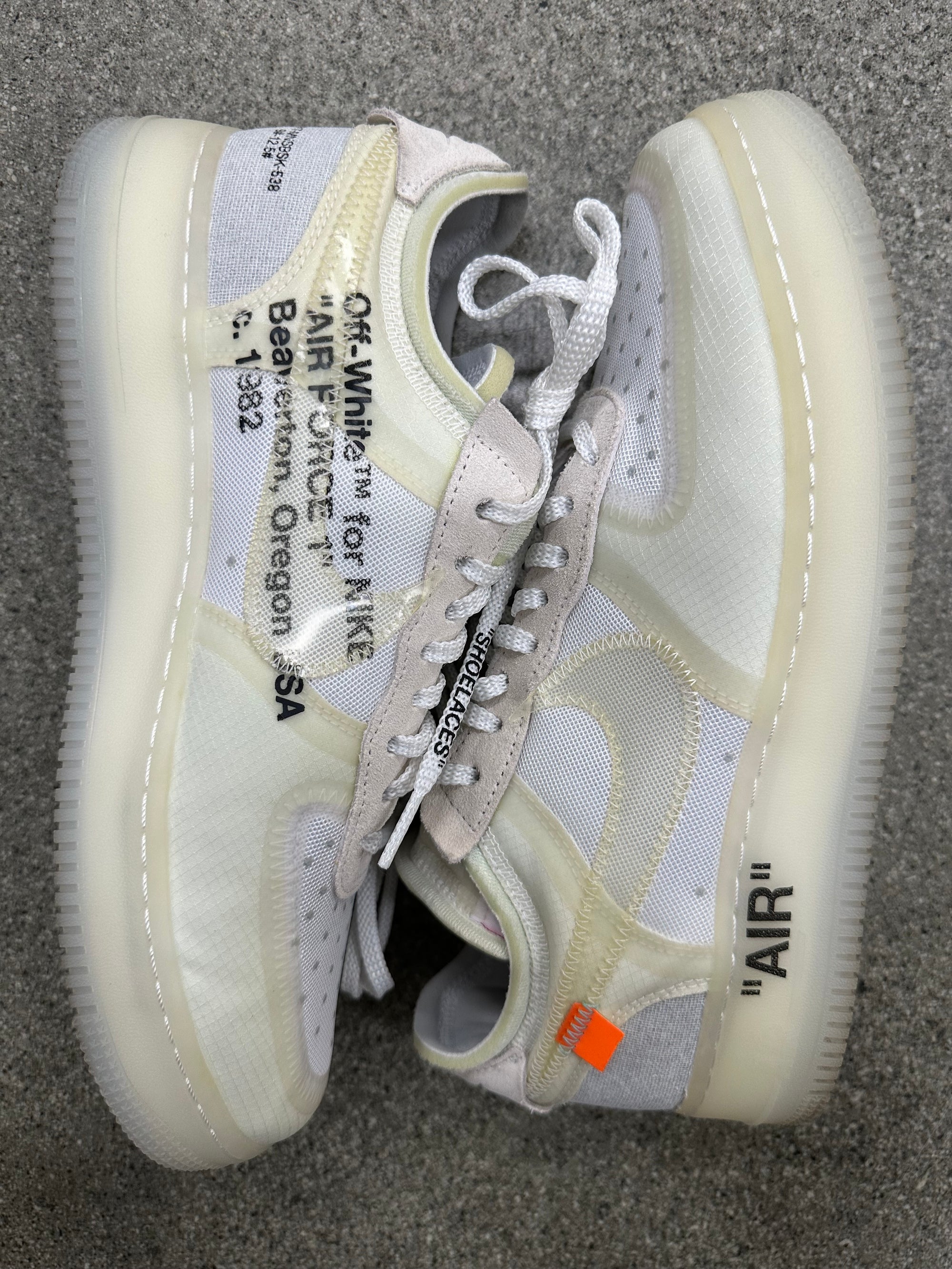 OFF WHITE AIR FORCE 1 LOW WHITE - SIZE 10 (WORN) (SUPER CLEAN)