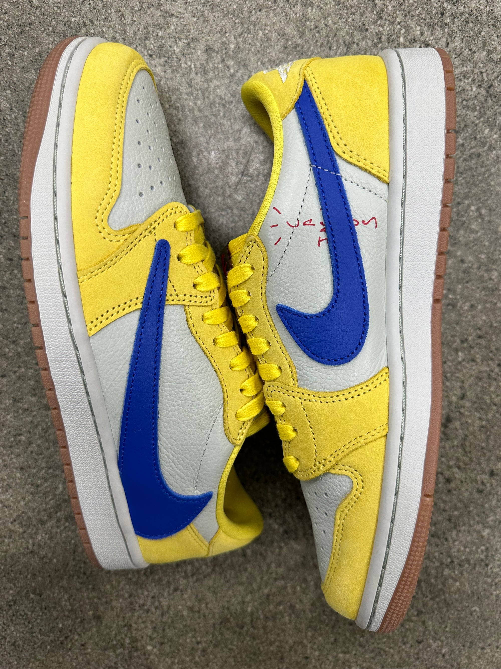 WMNS AIR JORDAN 1 LOW CANARY - SIZE W9 M7.5 (WORN) (SUPER CLEAN)