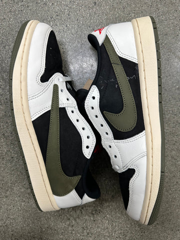 WMNS AIR JORDAN 1 LOW TRAVIS SCOTT OLIVE - SIZE W9.5 M8 (WORN) (SUPER CLEAN)