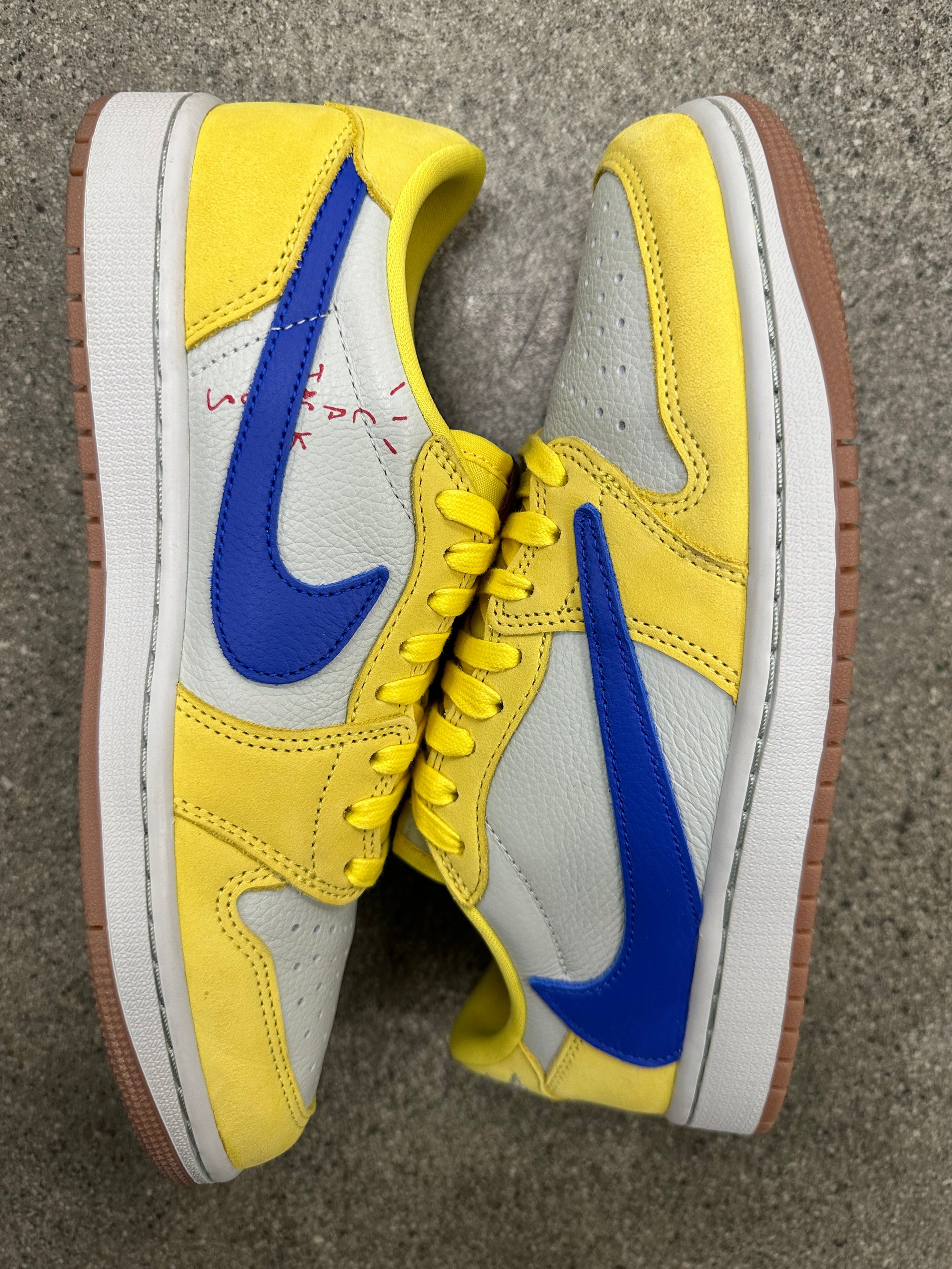 WMNS AIR JORDAN 1 LOW CANARY - SIZE W9 M7.5 (WORN) (SUPER CLEAN)