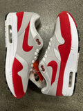 AIR MAX 1 ANNIVERSARY WHITE RED - SIZE 8.5 (WORN)